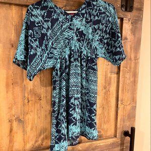 Teal And Navy Top, Elastic Waist